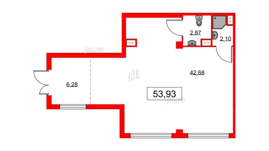 Помещение в ЖК Любоград, 53.91 м², 1 этаж