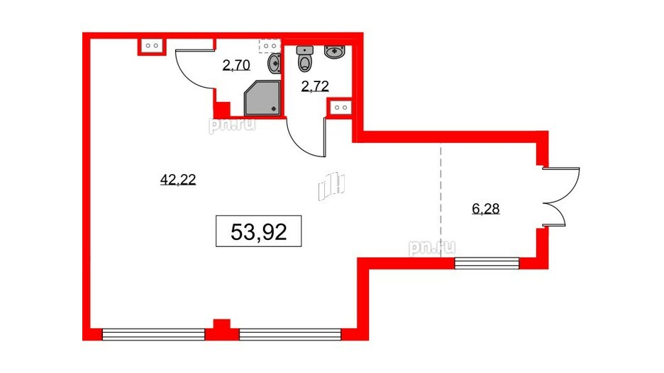 Помещение в ЖК Любоград, 53.92 м², 1 этаж