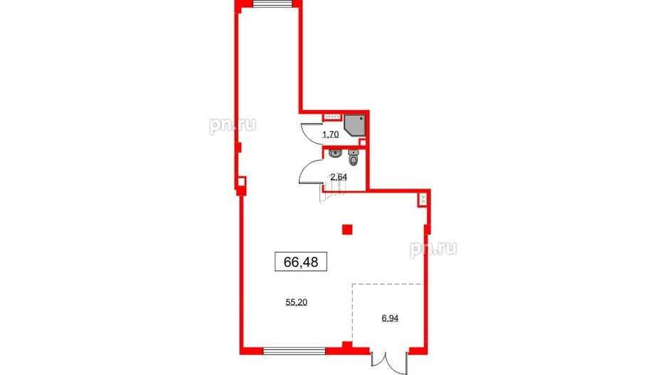 Помещение в ЖК Любоград, 66.48 м², 1 этаж