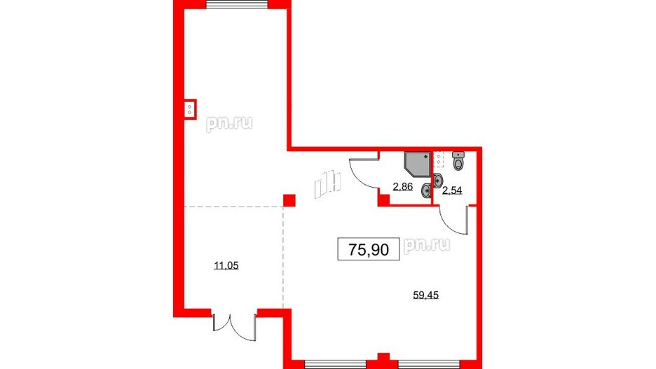 Помещение в ЖК Любоград, 75.9 м², 1 этаж