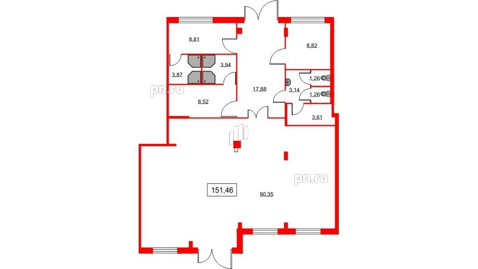 Помещение в ЖК ID Кудрово, 151.46 м², 1 этаж