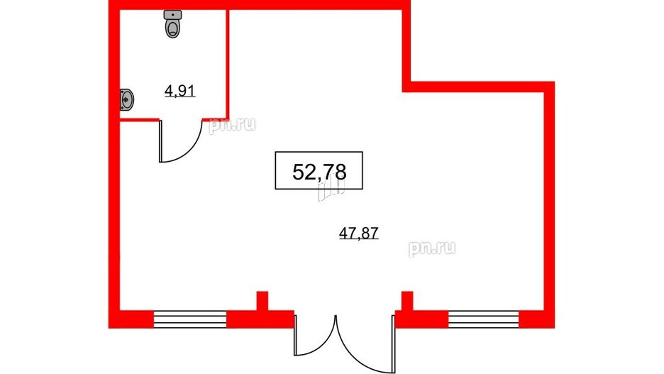 Помещение в ЖК ID Кудрово, 52.78 м², 1 этаж