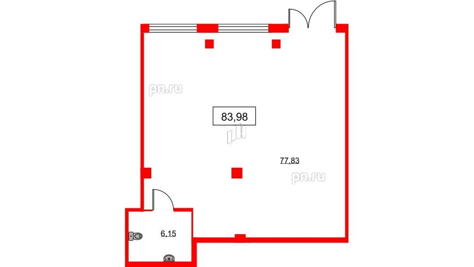 Помещение в ЖК ID Кудрово, 83.98 м², 1 этаж