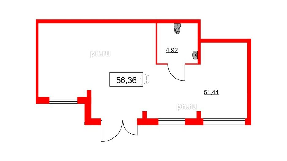 Помещение в ЖК ID Кудрово, 56.36 м², 1 этаж