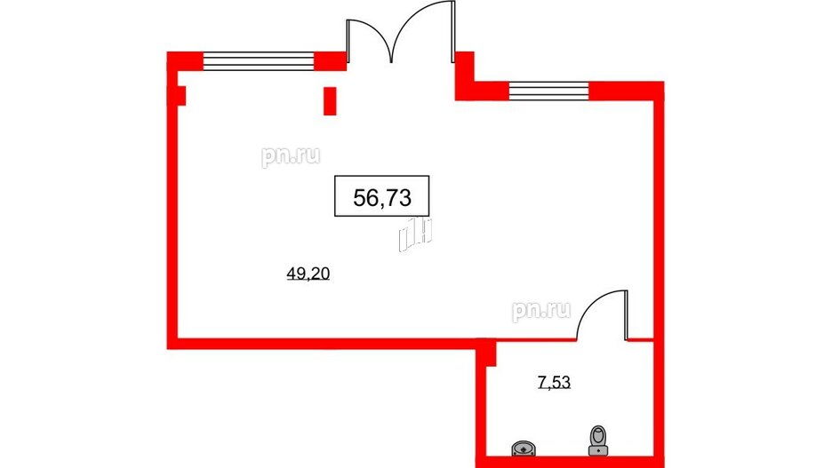 Помещение в ЖК ID Кудрово, 56.73 м², 1 этаж