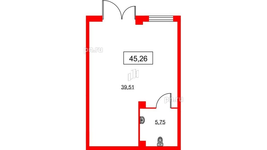 Помещение в ЖК ID Кудрово, 45.26 м², 1 этаж