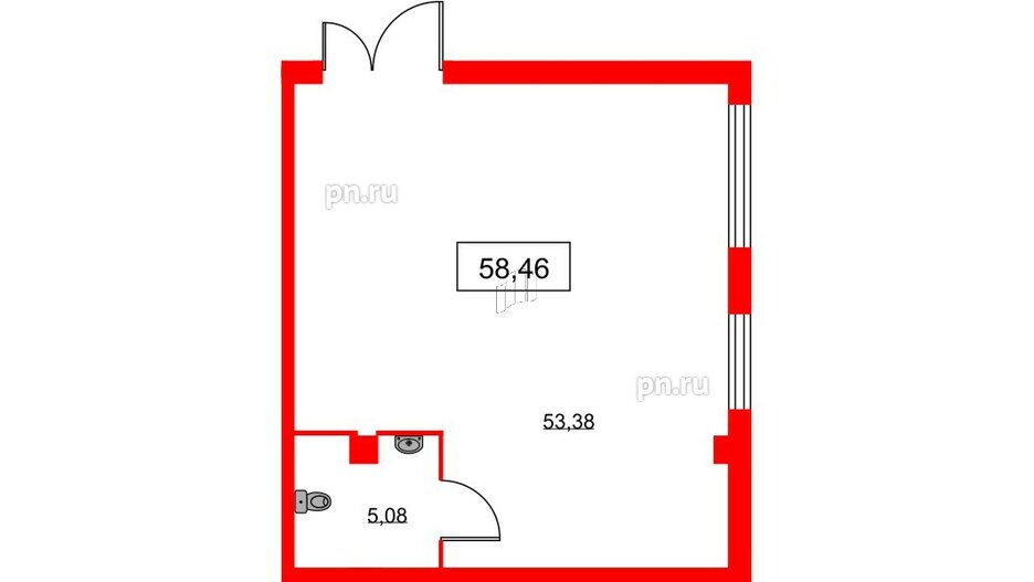 Помещение в ЖК ID Кудрово, 58.46 м², 1 этаж