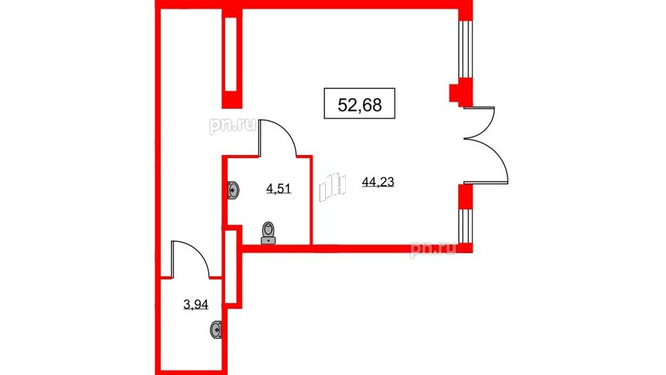 Помещение в ЖК ID Кудрово, 52.68 м², 1 этаж