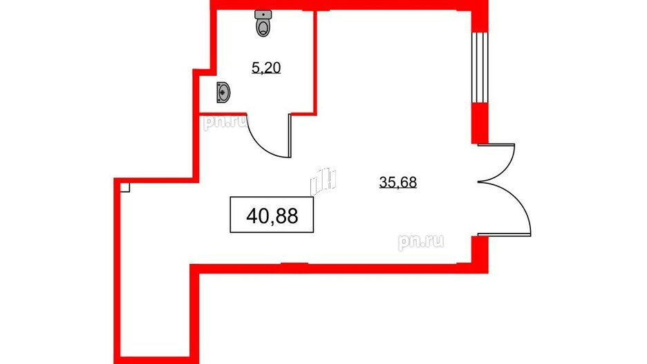 Помещение в ЖК ID Кудрово, 40.88 м², 1 этаж