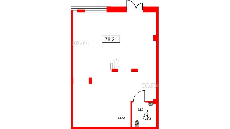 Помещение в ЖК ID Светлановский, 78.21 м², 1 этаж