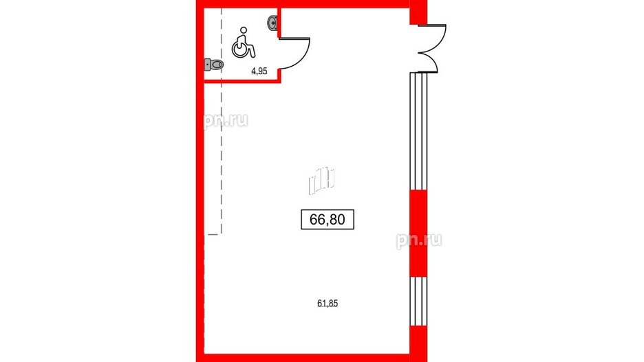 Помещение в ЖК ID Светлановский, 66.8 м², 1 этаж