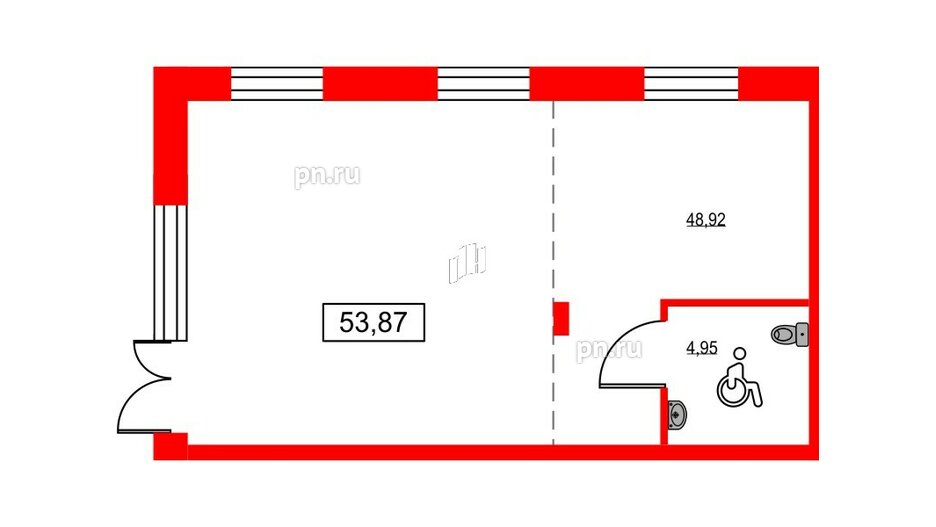 Помещение в ЖК ID Светлановский, 53.87 м², 1 этаж