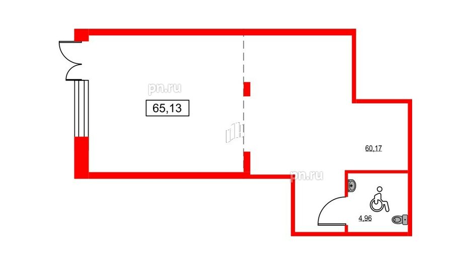 Помещение в ЖК ID Светлановский, 65.13 м², 1 этаж