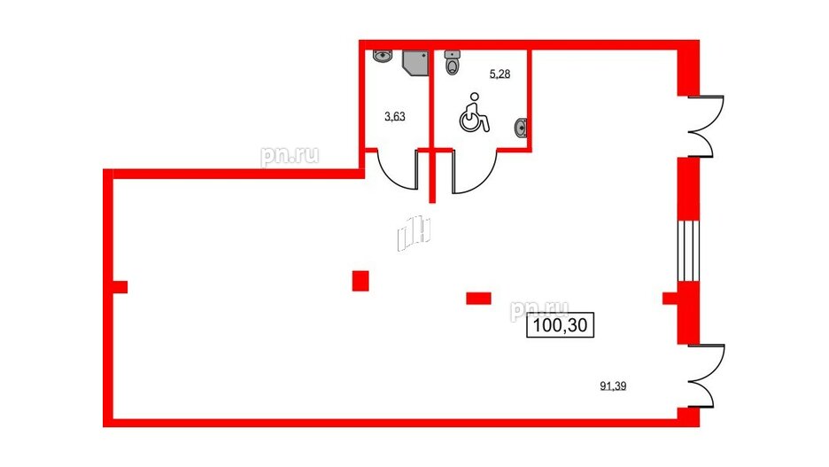 Помещение в ЖК ID Светлановский, 100.3 м², 1 этаж