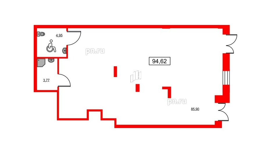 Помещение в ЖК ID Светлановский, 94.62 м², 1 этаж