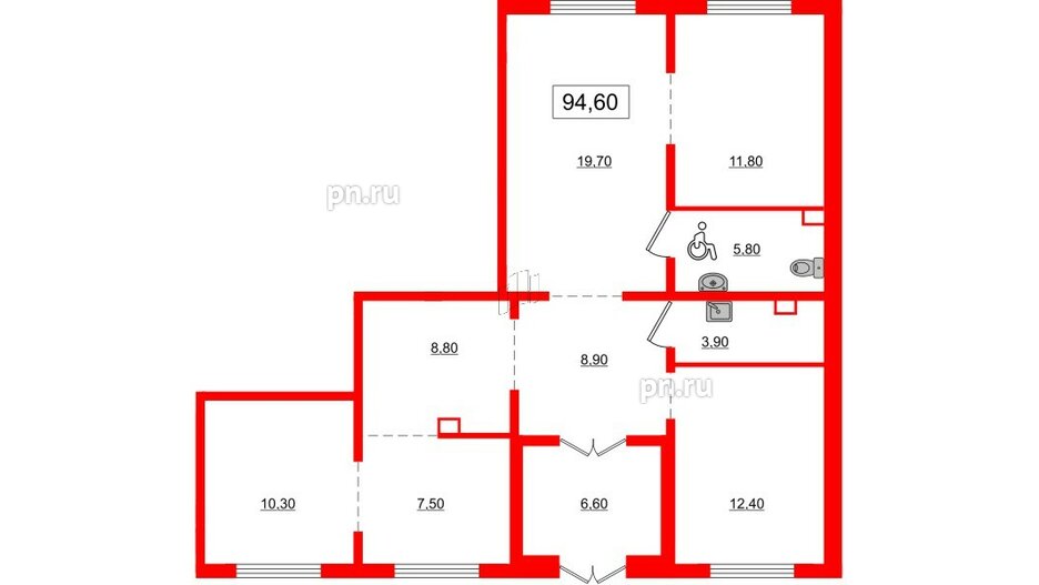 Помещение в ЖК Заповедный парк, 94.6 м², 1 этаж