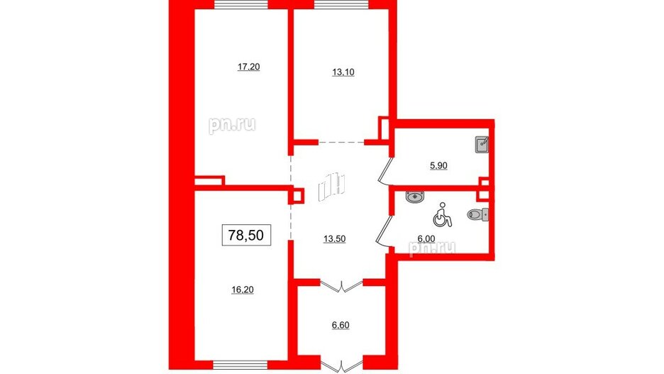 Помещение в ЖК Заповедный парк, 78.1 м², 1 этаж