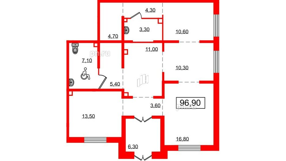 Помещение в ЖК Заповедный парк, 97.1 м², 1 этаж