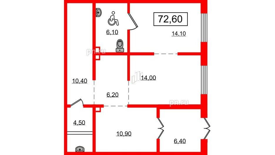 Помещение в ЖК Заповедный парк, 71.5 м², 1 этаж