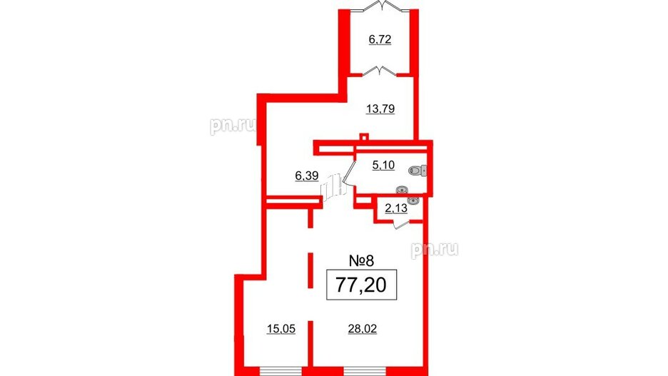 Помещение в ЖК ЦДС Новосаратовка «Город первых», 77.2 м², 1 этаж