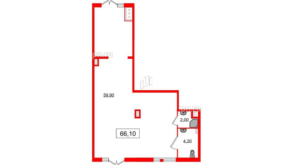 Помещение в ЖК Монография, 66.1 м², 1 этаж