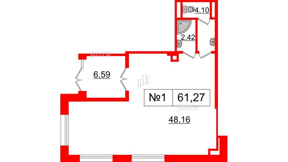 Помещение в ЖК ЦДС Parkolovo, 61.27 м², 1 этаж