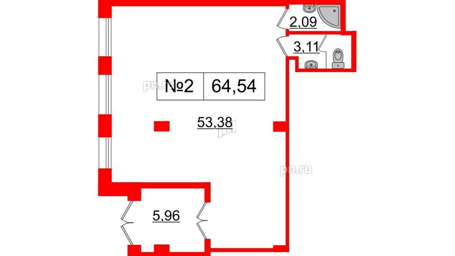 Помещение в ЖК ЦДС Parkolovo, 64.54 м², 1 этаж