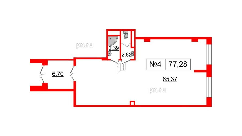 Помещение в ЖК ЦДС Parkolovo, 77.28 м², 1 этаж