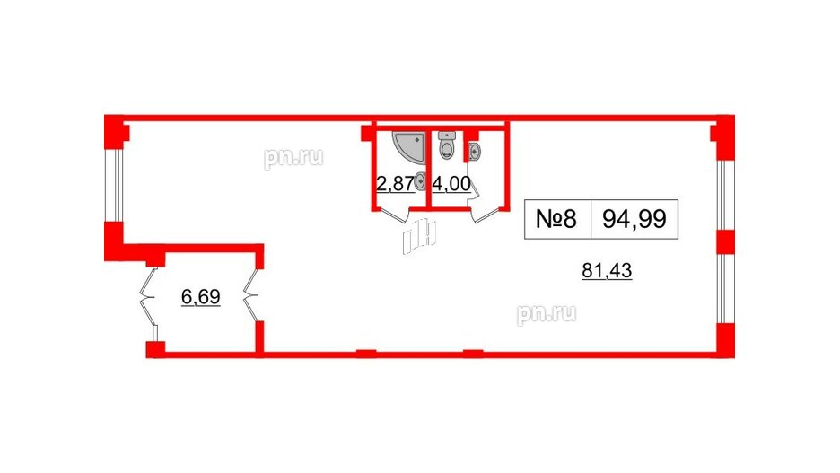 Помещение в ЖК ЦДС Parkolovo, 94.99 м², 1 этаж