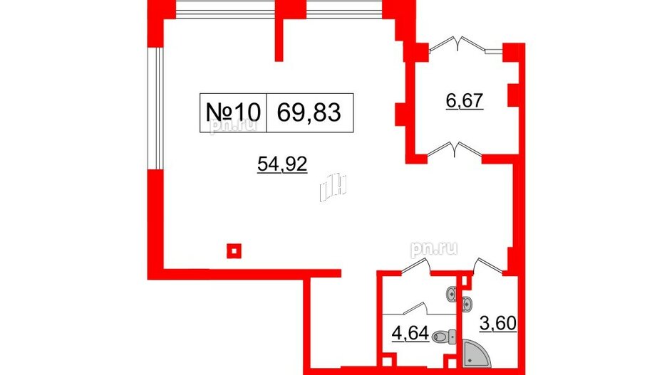 Помещение в ЖК ЦДС Parkolovo, 69.83 м², 1 этаж