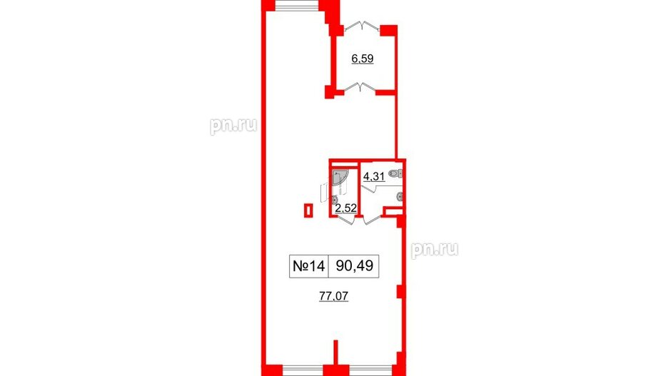 Помещение в ЖК ЦДС Parkolovo, 90.49 м², 1 этаж