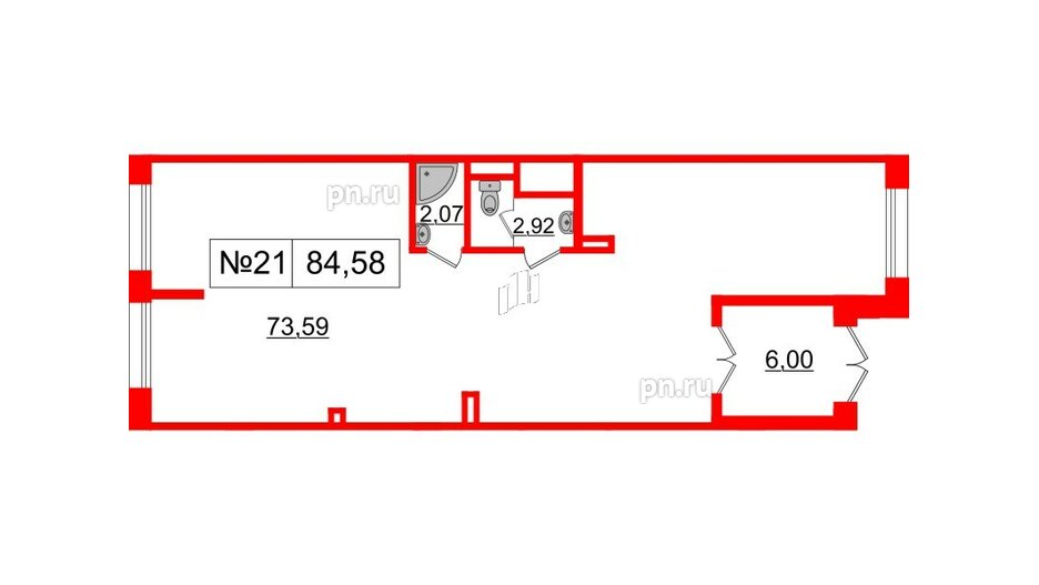 Помещение в ЖК ЦДС Parkolovo, 84.58 м², 1 этаж