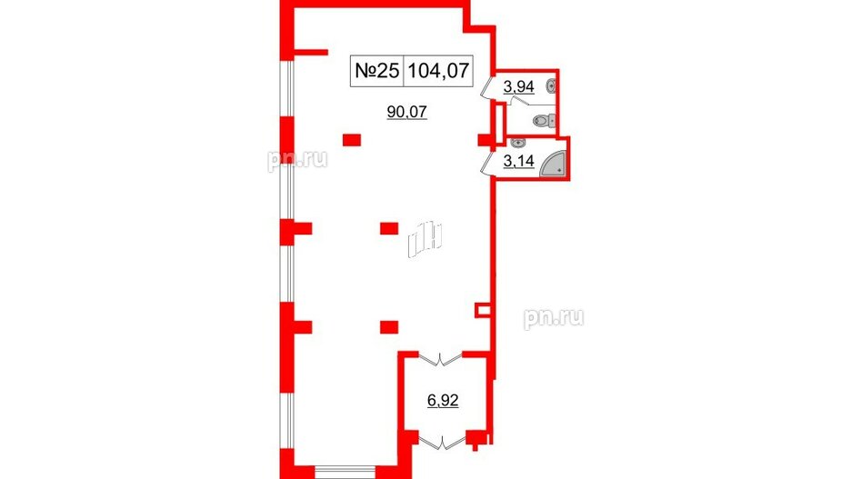 Помещение в ЖК ЦДС Parkolovo, 104.07 м², 1 этаж