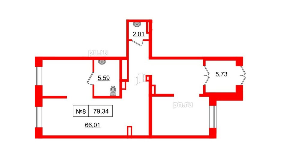 Помещение в ЖК ЦДС Приневский, 79.34 м², 1 этаж