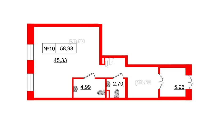 Помещение в ЖК ЦДС Приневский, 58.98 м², 1 этаж