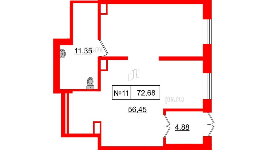 Помещение в ЖК ЦДС Приневский, 72.68 м², 1 этаж