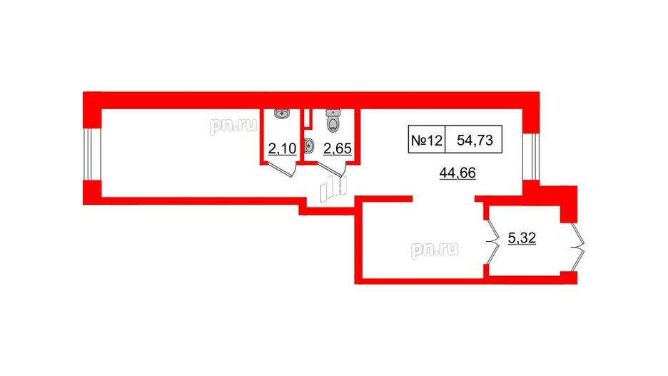 Помещение в ЖК ЦДС Приневский, 54.73 м², 1 этаж