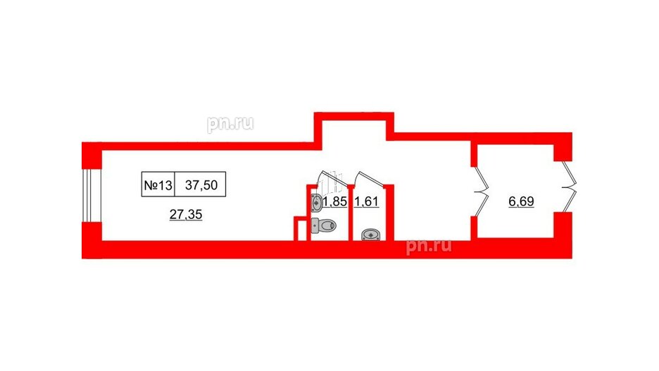 Помещение в ЖК ЦДС Приневский, 37.5 м², 1 этаж