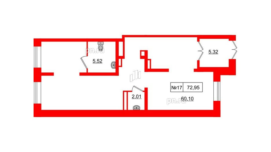 Помещение в ЖК ЦДС Приневский, 72.95 м², 1 этаж