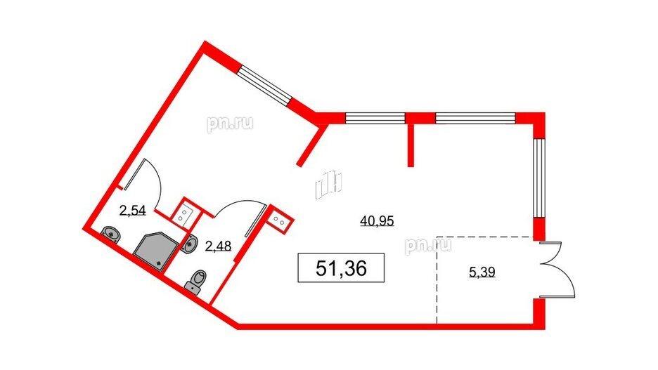 Помещение в ЖК Любоград, 51.36 м², 1 этаж