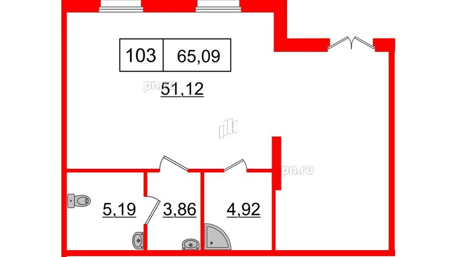 Помещение в ЖК АМО, 63.92 м², 1 этаж