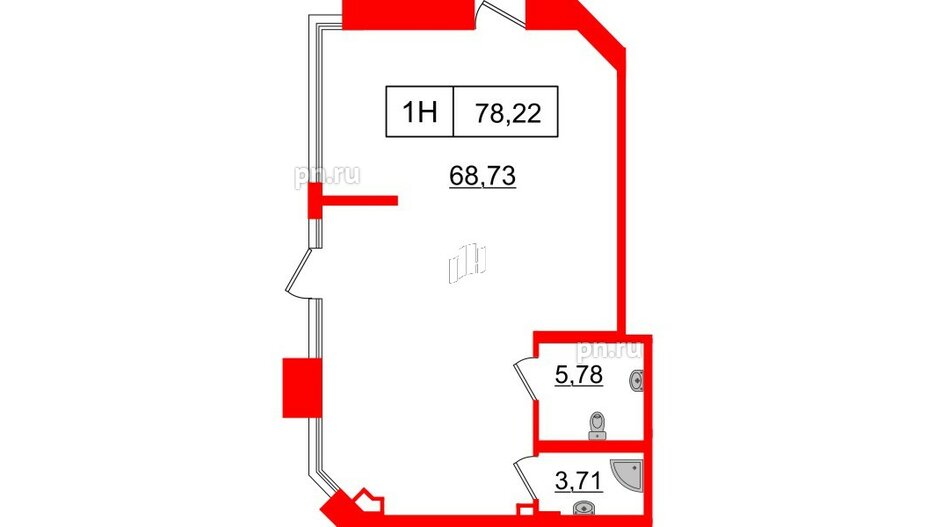 Помещение в ЖК Акцент, 77.9 м², 1 этаж