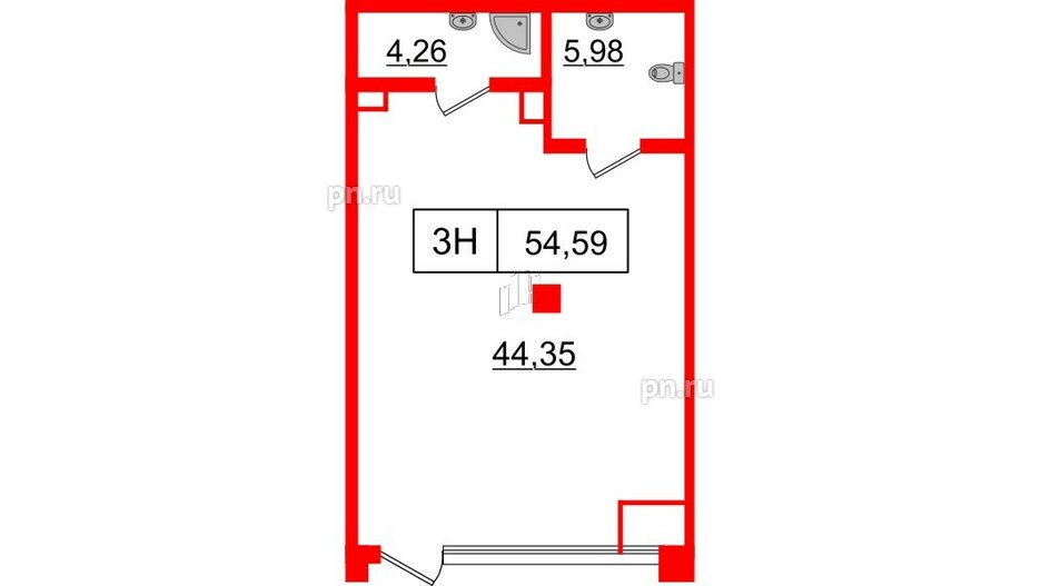 Помещение в ЖК Акцент, 57.9 м², 1 этаж