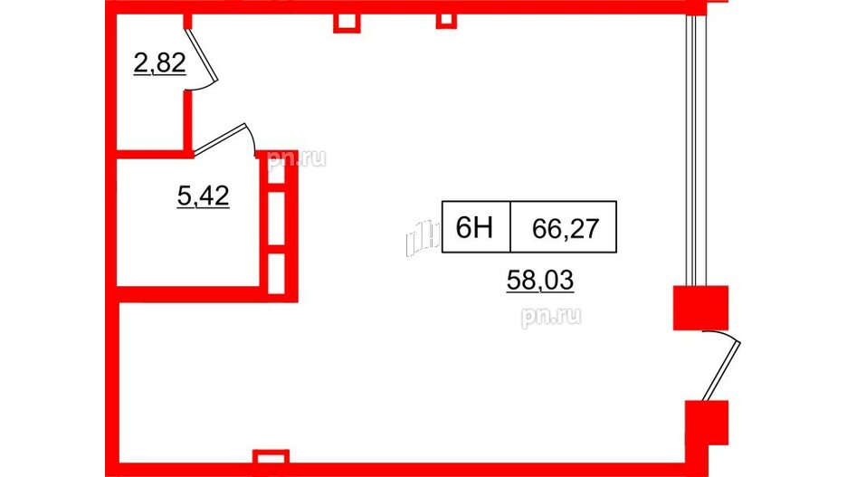 Помещение в ЖК Акцент, 68.9 м², 1 этаж