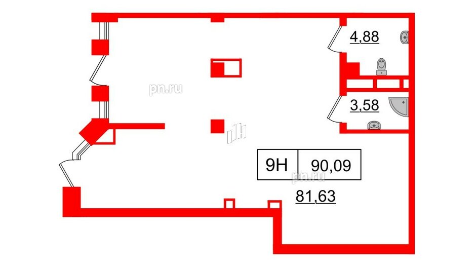 Помещение в ЖК Акцент, 89.9 м², 1 этаж