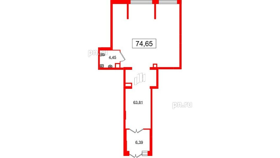 Помещение в ЖК Наука, 74.65 м², 1 этаж