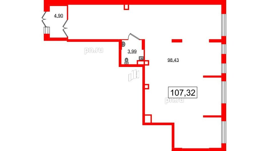 Помещение в ЖК Наука, 107.32 м², 1 этаж