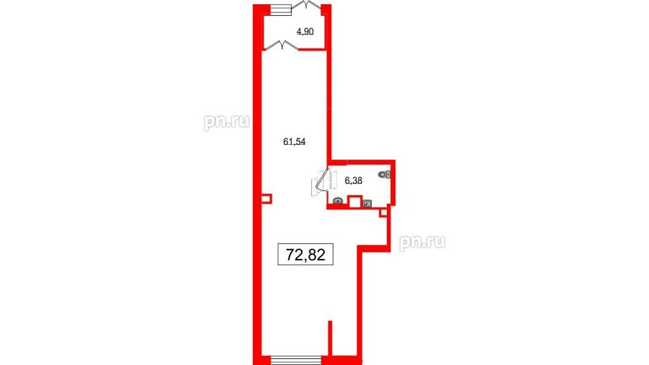 Помещение в ЖК Наука, 72.82 м², 1 этаж