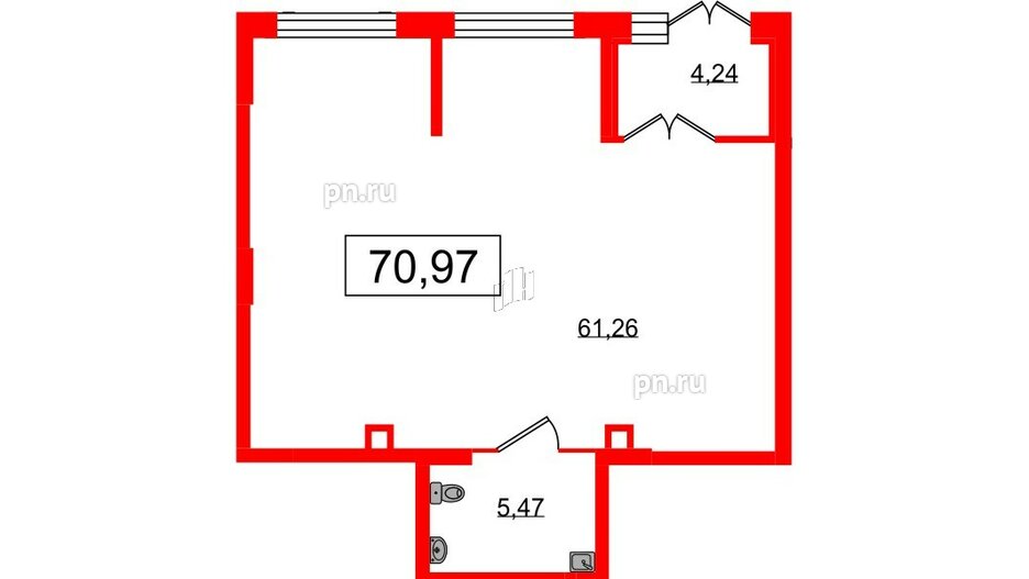 Помещение в ЖК Наука, 70.97 м², 1 этаж