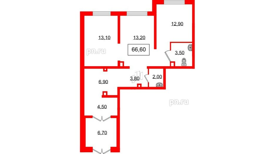 Помещение в ЖК Цветной город, 64.8 м², 1 этаж